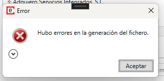 Aviso de errores en la generación