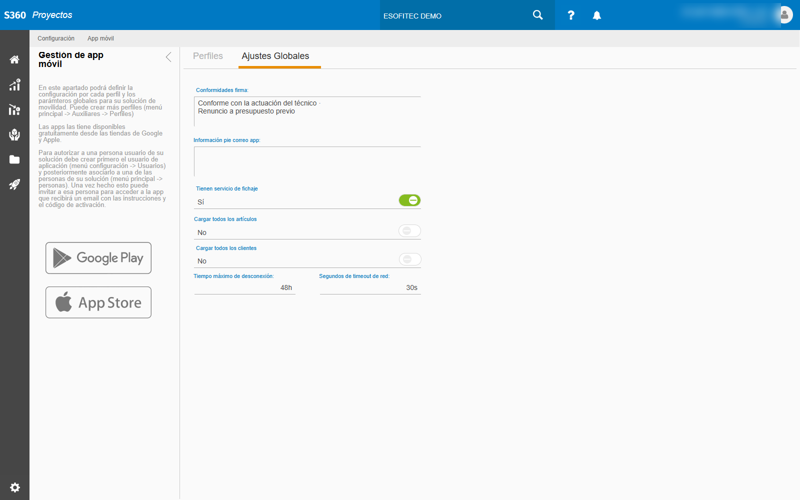 App Config · Ajustes Globales